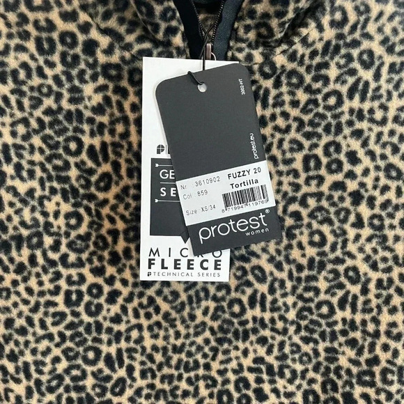 Protest New Fleece Sweater Extra Small Animal Print 1/4 Zip Long Sleeve Warm - Picture 5 of 8